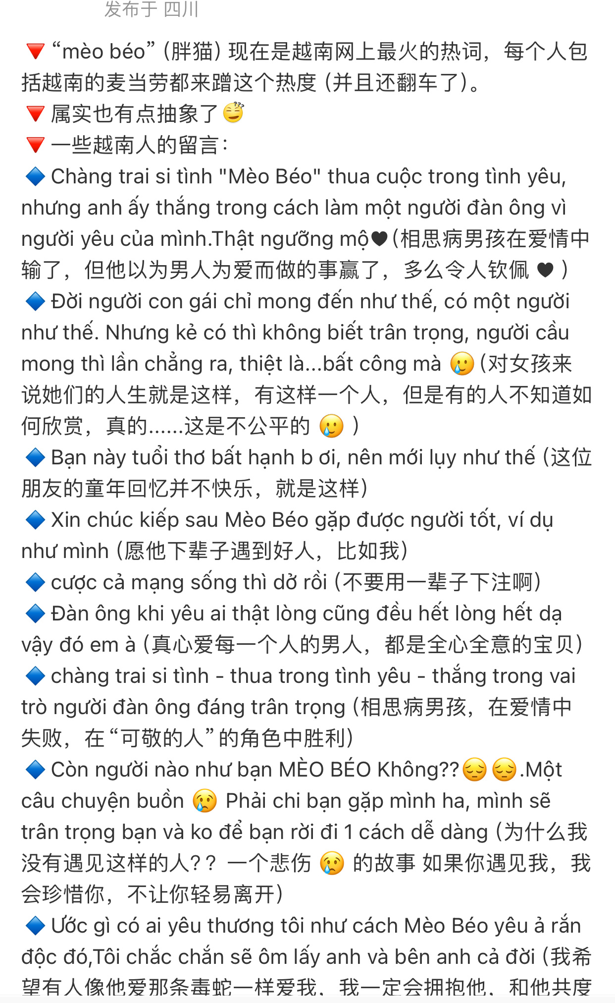 投稿，“胖猫事件已经版本更新到了越南，刷洋抖音全是在纪念的，越南互联网目前1正在