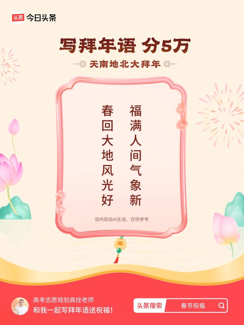 写拜年语送祝福新春拜年送祝福！我的祝福是：“春回大地风光好，福满人间气象新”！快