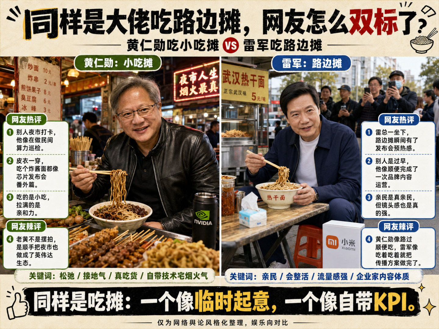 被雷军的反差萌戳到了 我觉得老黄穿个皮衣有点过了，图里整合了今天网友主流意见，有