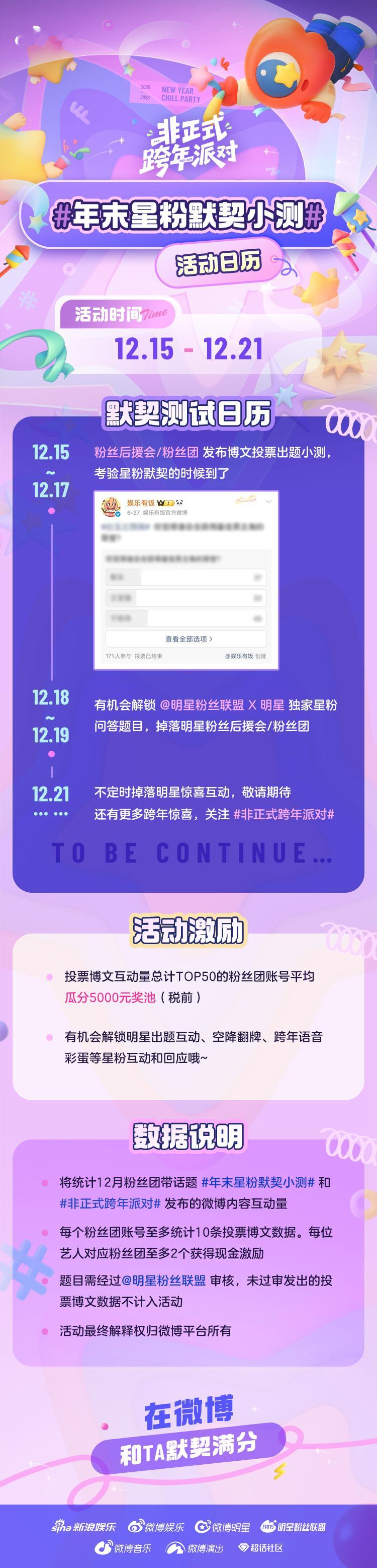 非正式跨年派对 特派员们集合！属于粉圈自己的—— 年末星粉默契小测 来啦！测测我