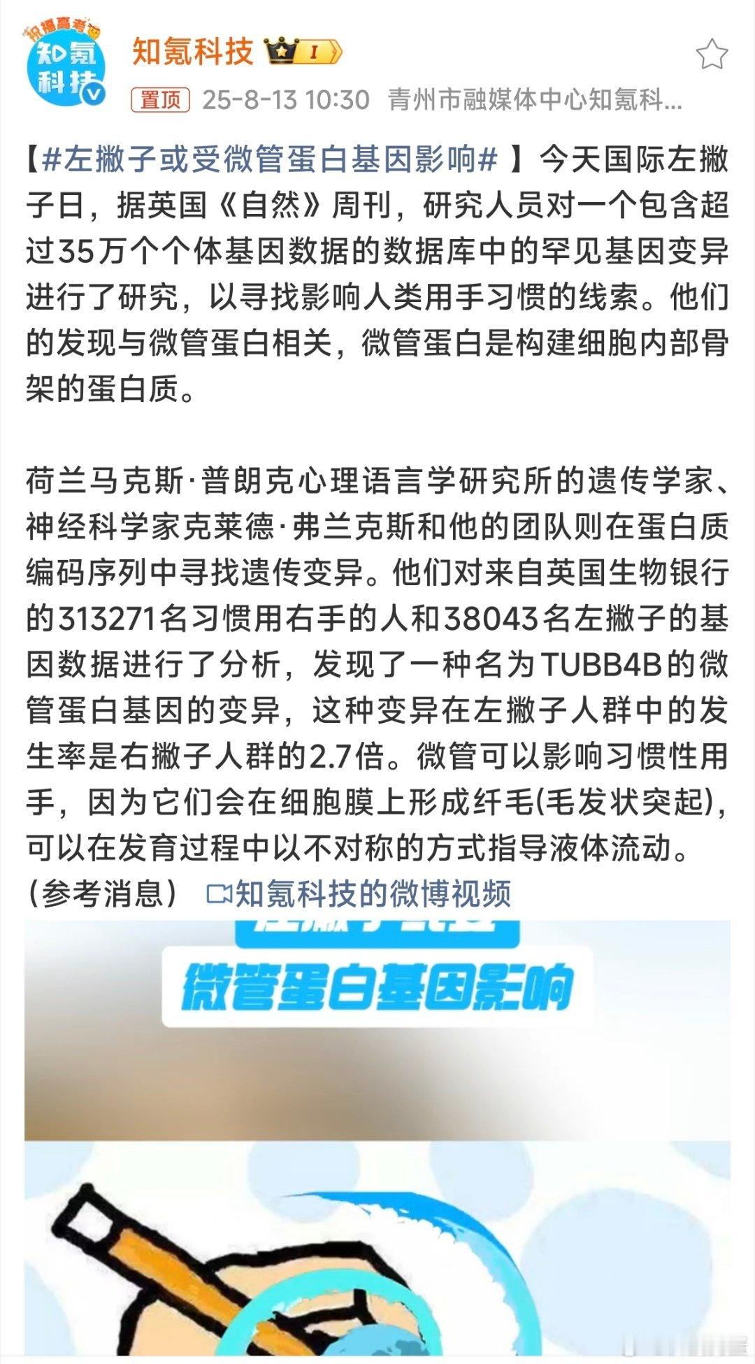 左撇子或受微管蛋白基因影响狗蛋还真有左利手朋友，但是因为后天被家里人纠正过，他左