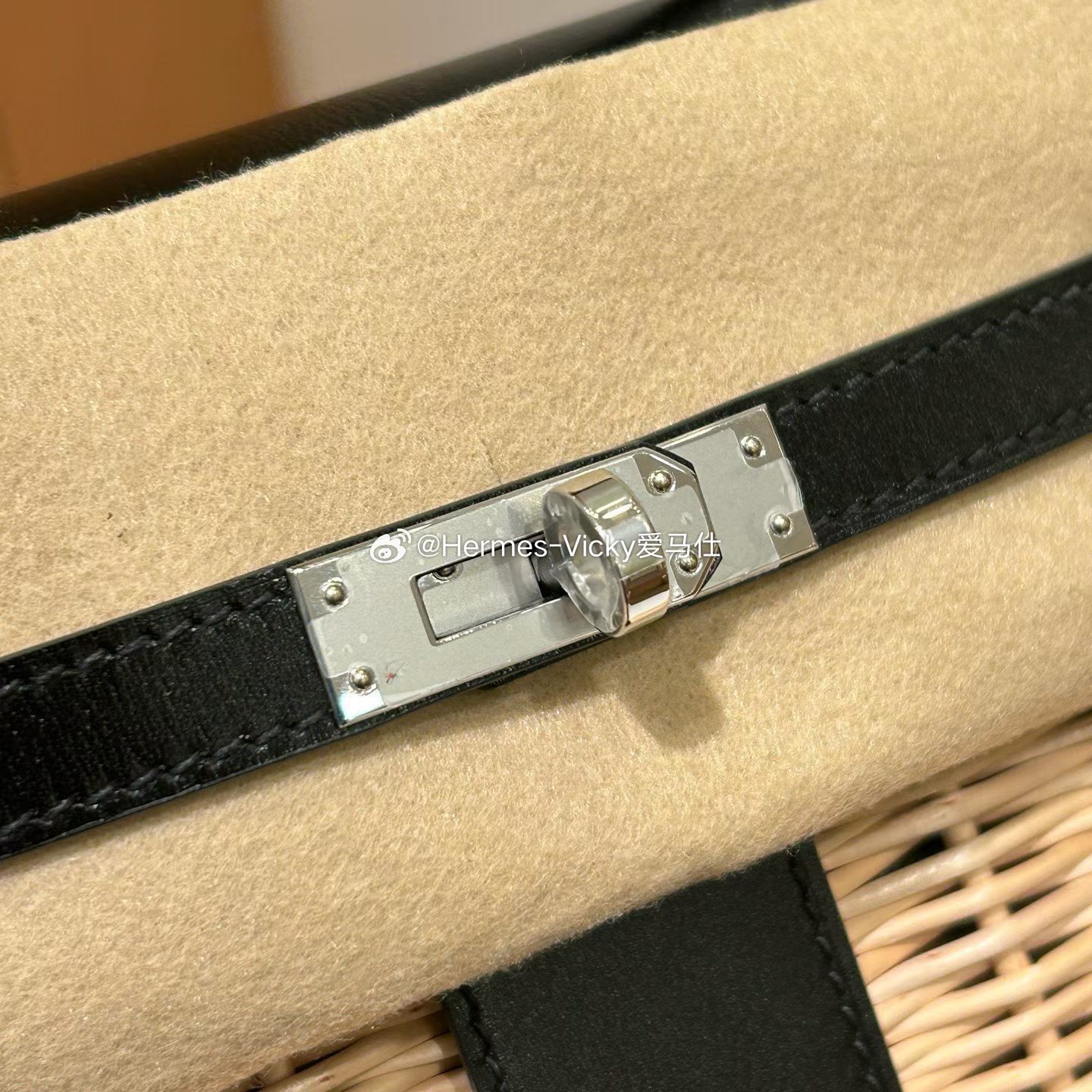 Kelly竹编 黑色Box皮 银扣 