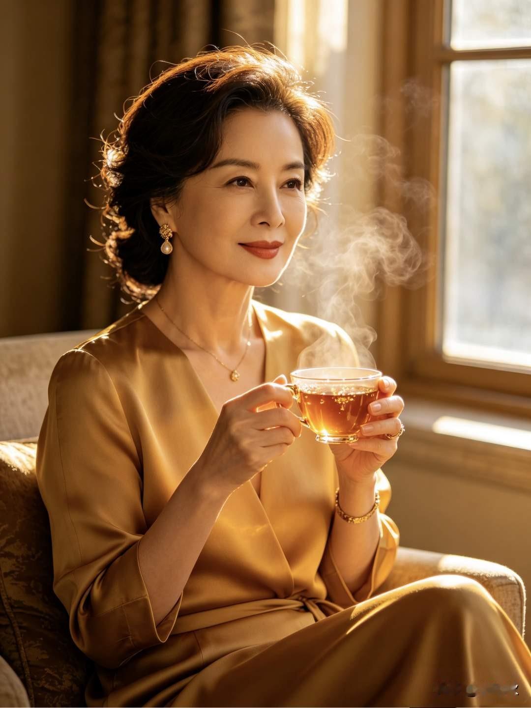 醉里乾坤忘鬓霜，
​浮生起落酒中藏。
​一杯尽解尘间扰，
得失荣辱随风扬。