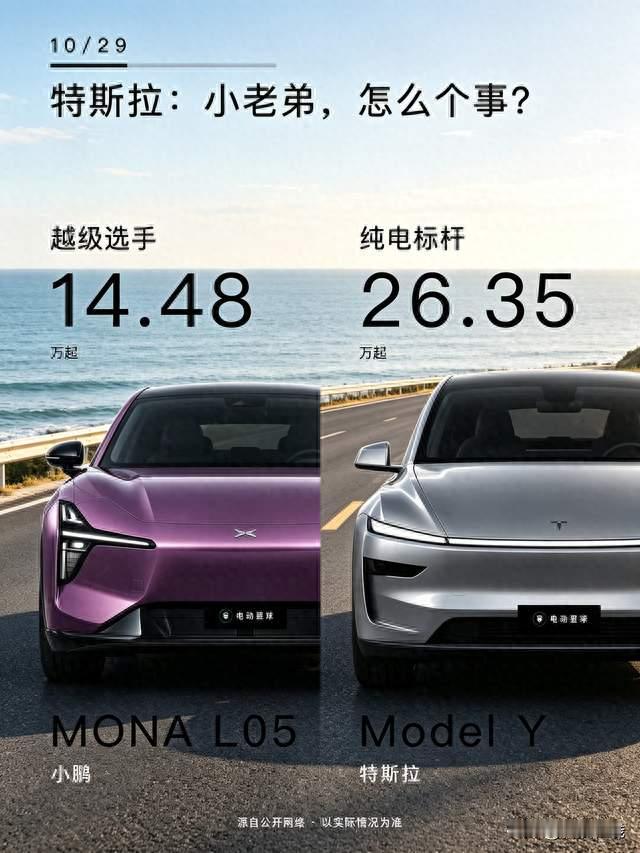 14万多硬刚26万Model Y！小鹏MONA L05这波越级对比，太炸了🔥