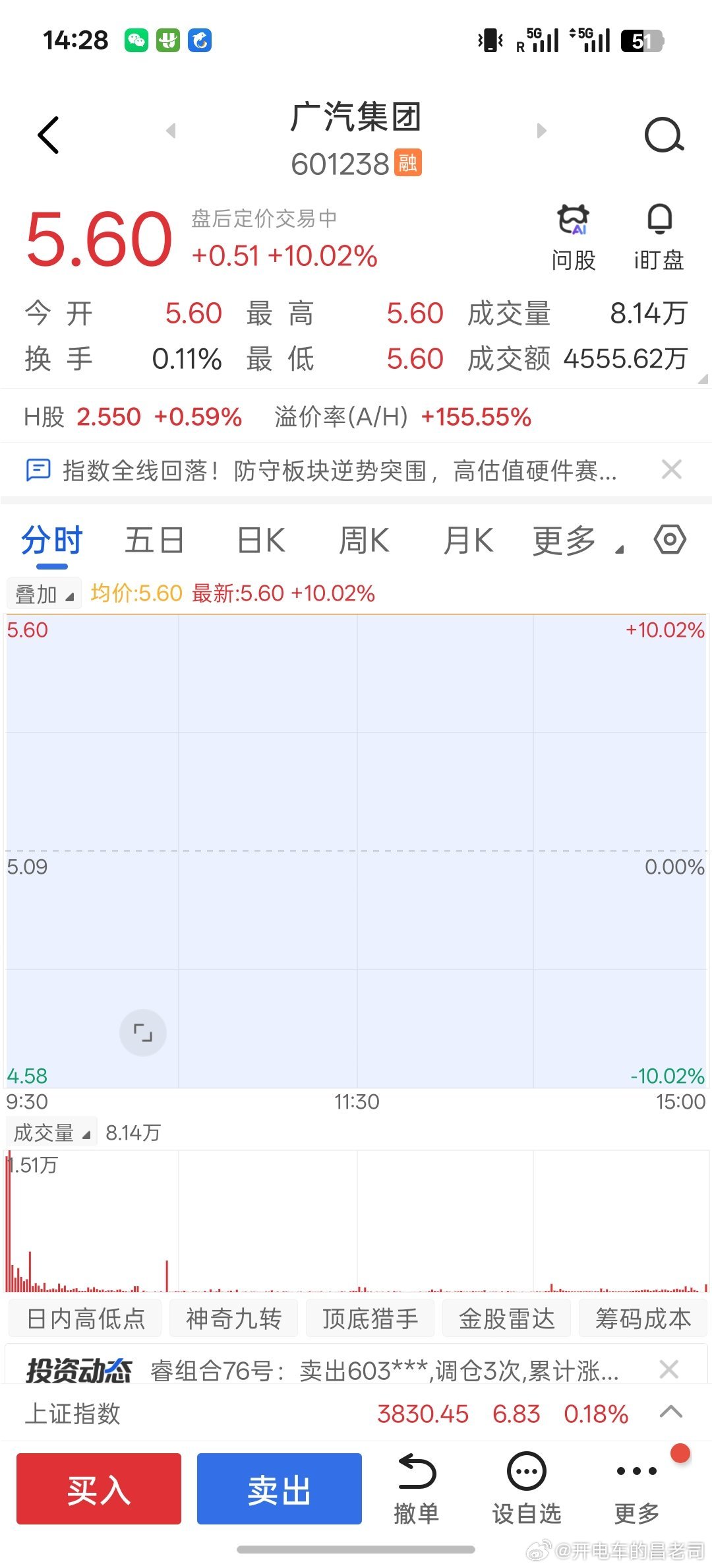 证券公司发短信提醒我，广汽股票今天复牌我才想起来，我几年前买的广汽股票……今天还