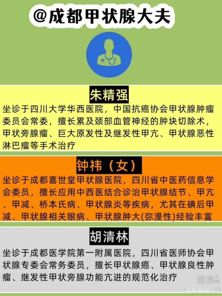 成都甲状腺大夫有哪些？    祎👀坐诊于成都喜世堂甲状腺醫院，四川省中医药信息