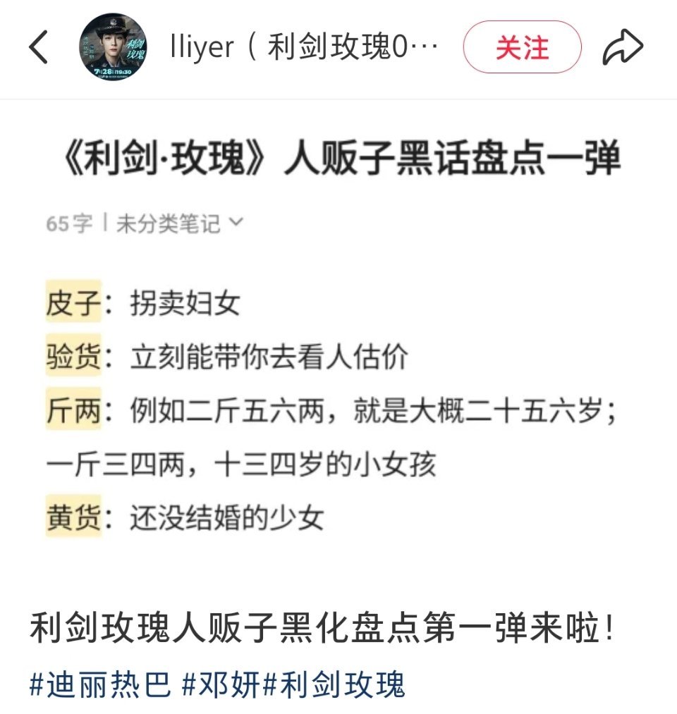 迪丽热巴《利剑玫瑰》人贩子黑话盘点，方便大家看剧的时候，不懂一些暗语☝ ​​​