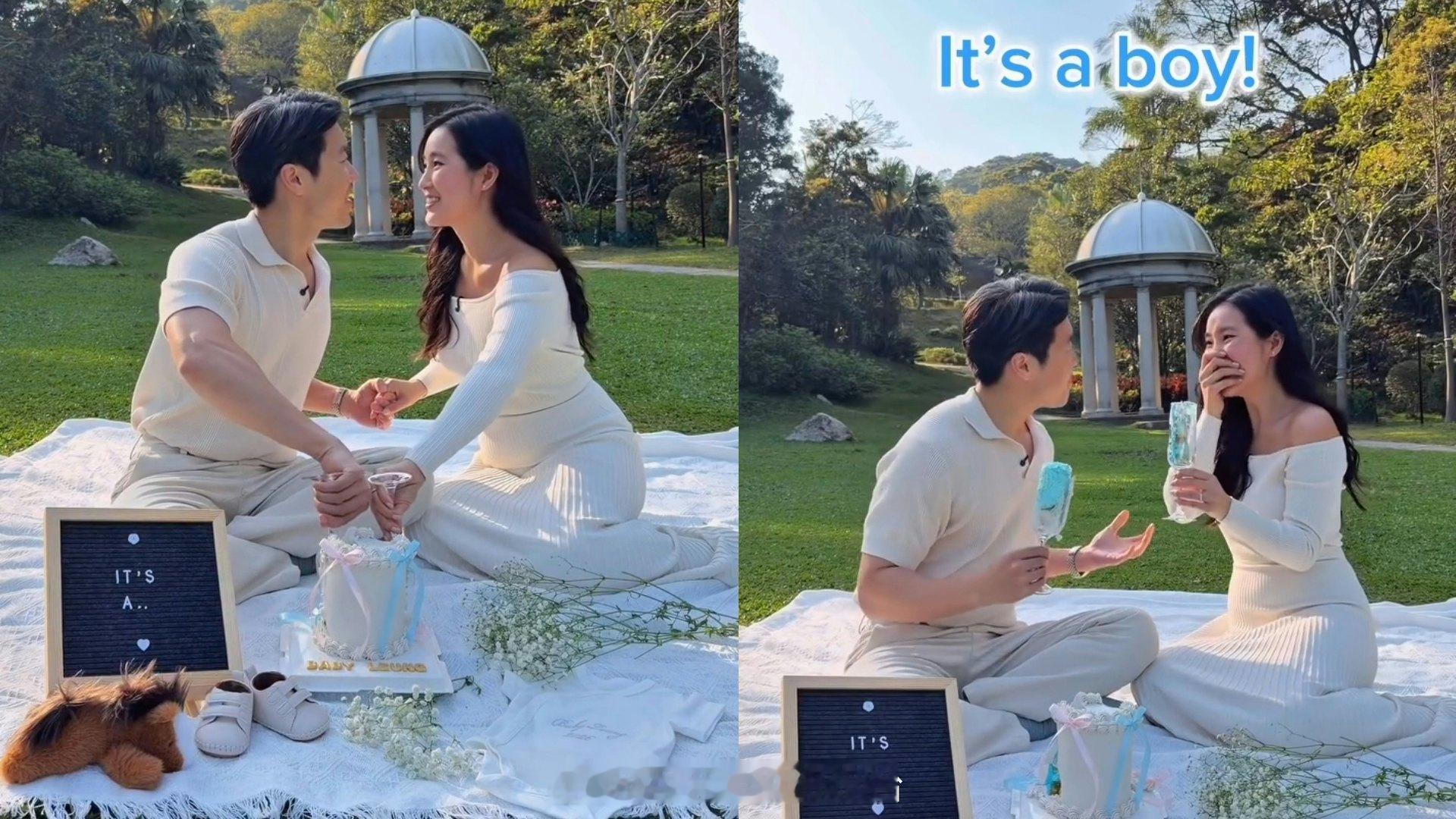 前港姐黄碧莲开心揭晓宝宝性别，喜迎小王子，难掩即将为人父母的喜悦现年35岁的前港