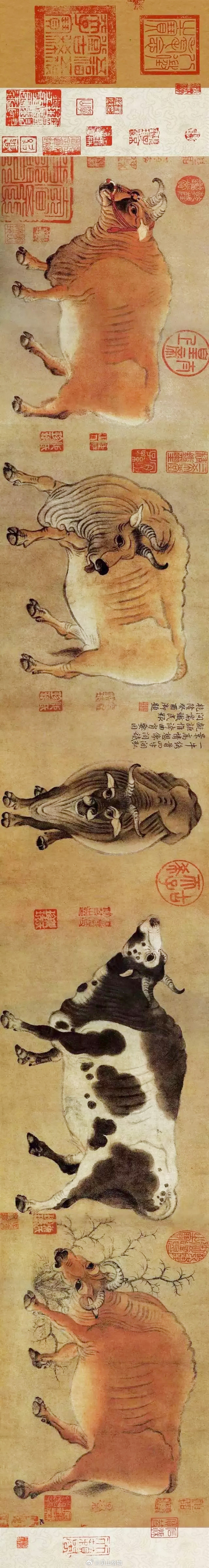韩滉的《五牛图》沉浮与赏析 【完整版】细看大名鼎鼎的中国十大传世名画，你会发现它