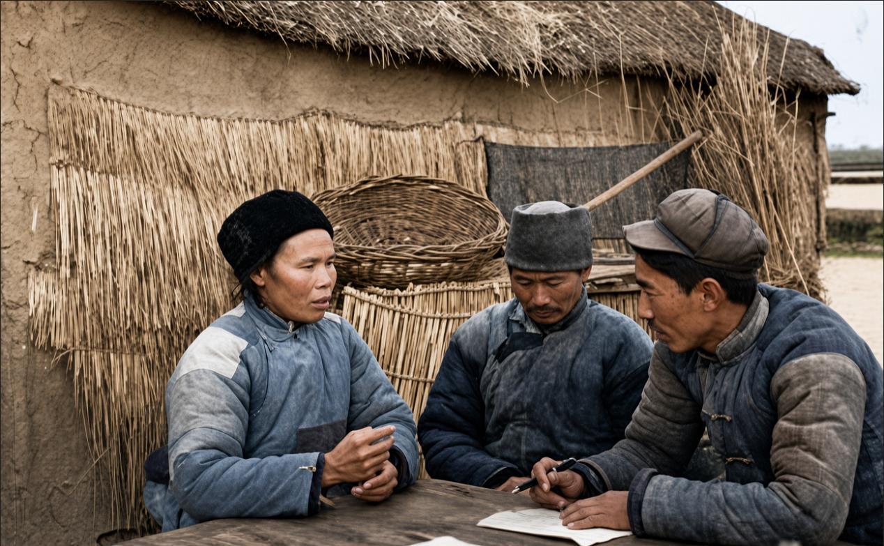 1953年1月，江苏建湖县，军属张以清请人代笔给在朝鲜作战的儿子写信。
一位穿着