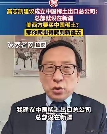 一招绝妙博弈布局，高志凯的稀土破局思路尽显大智慧
 
高志凯提出一则巧妙的应对方