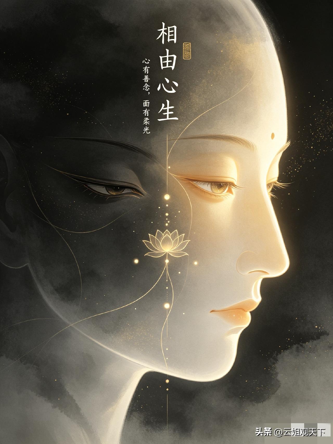 三十岁前的容貌，是父母所赐；三十岁往后的面相，全是自己心念一刀刀雕出来的。
没有