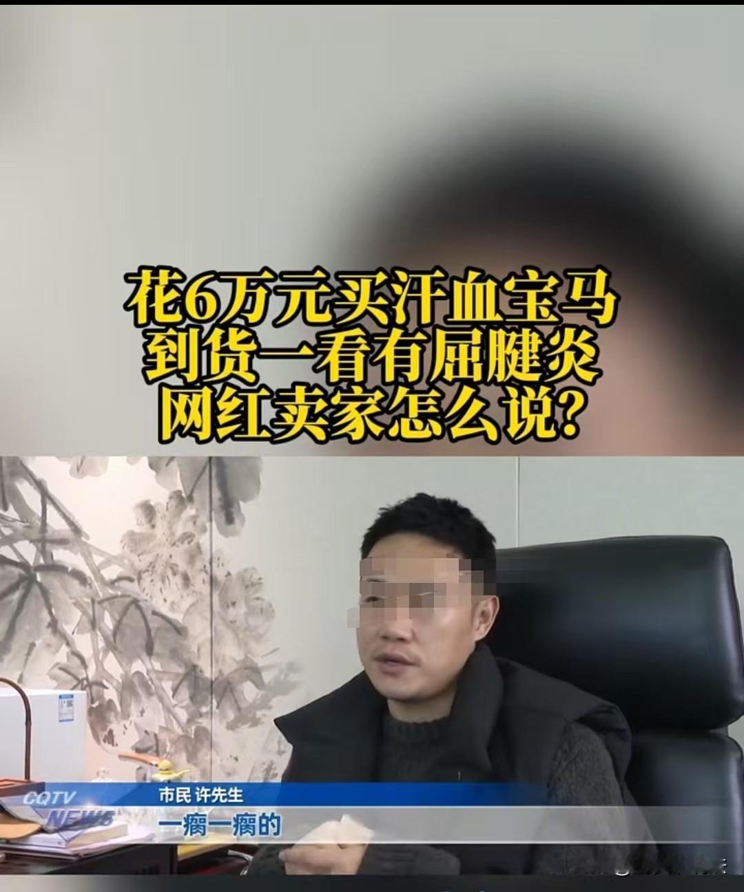 重庆，男子花了6万买了一匹汗血宝马，到货后发现腿部肿胀，找了一个兽医来检查，发现