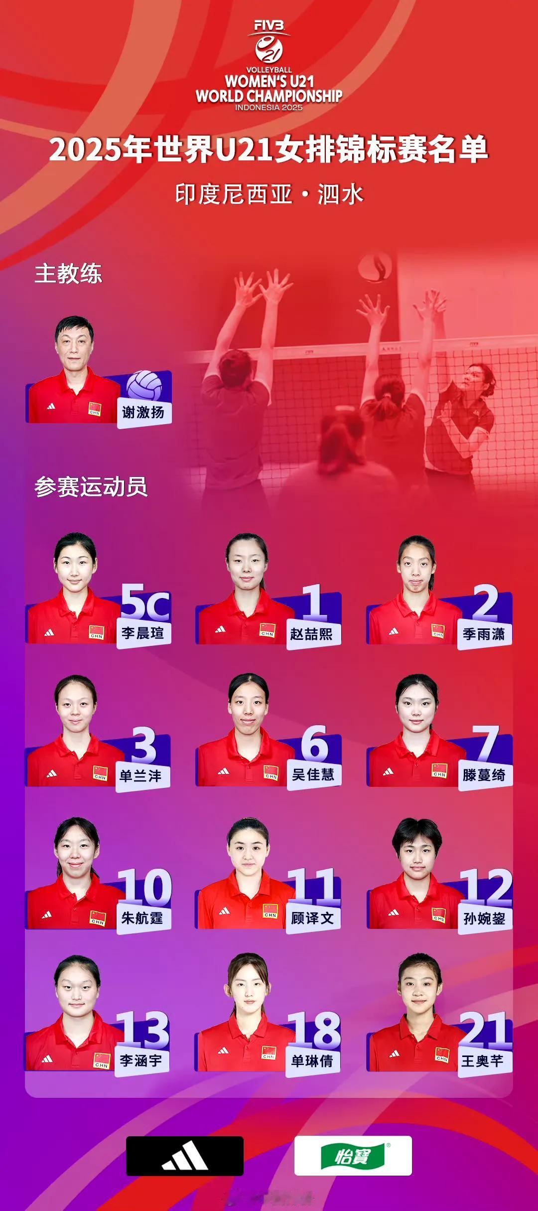 2025年U21女排世锦赛将于8月7日~17日在印度尼西亚的泗水举行。中国女排一