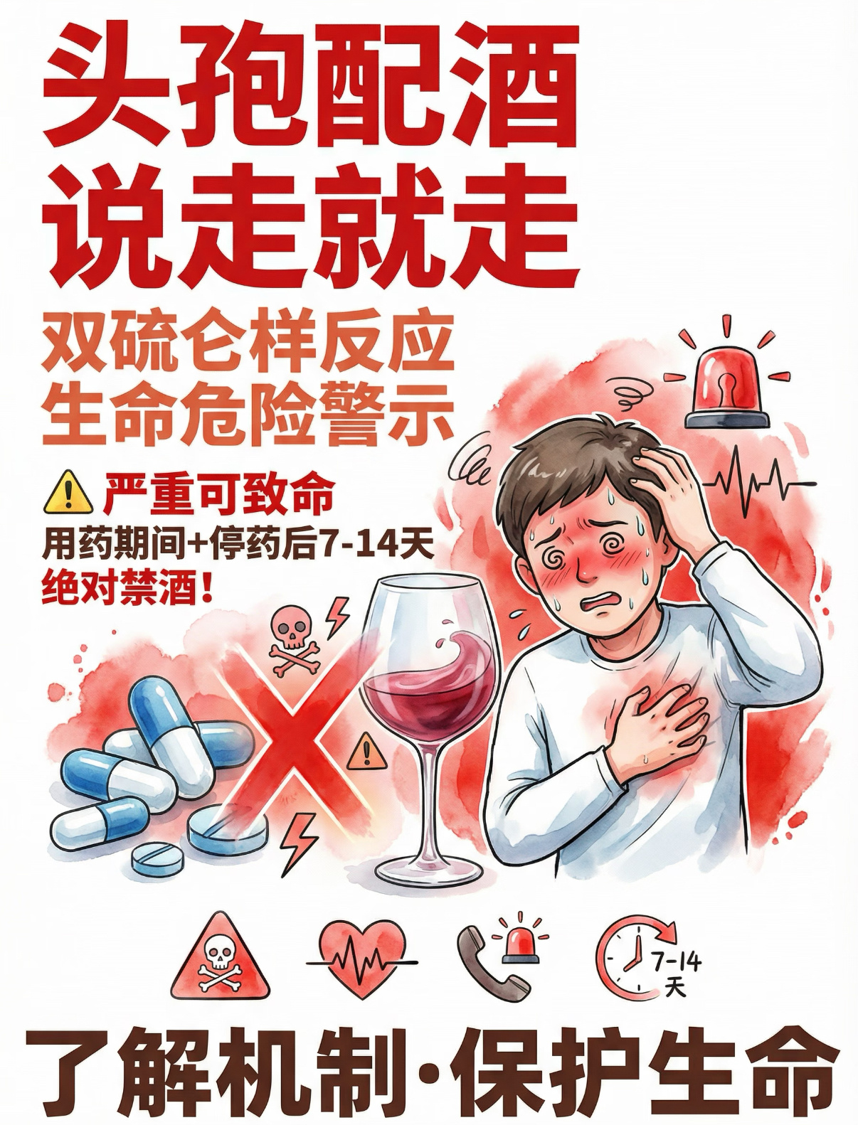 酒后吃这些药是玩命头孢配酒说走就走看得太多这种例子了没必要为了工作玩命真没必要 