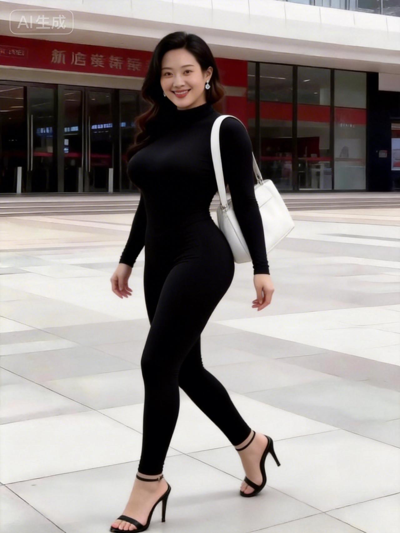 时尚穿搭指南：黑色紧身衣+高跟鞋，自信满满！👠💃