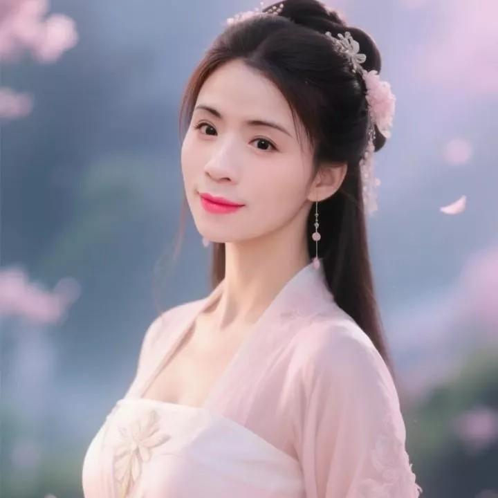 粉嫩古装少女，花海中的唯美瞬间！花海少女照 花海少女 古典美少女 湖畔白衣少女 