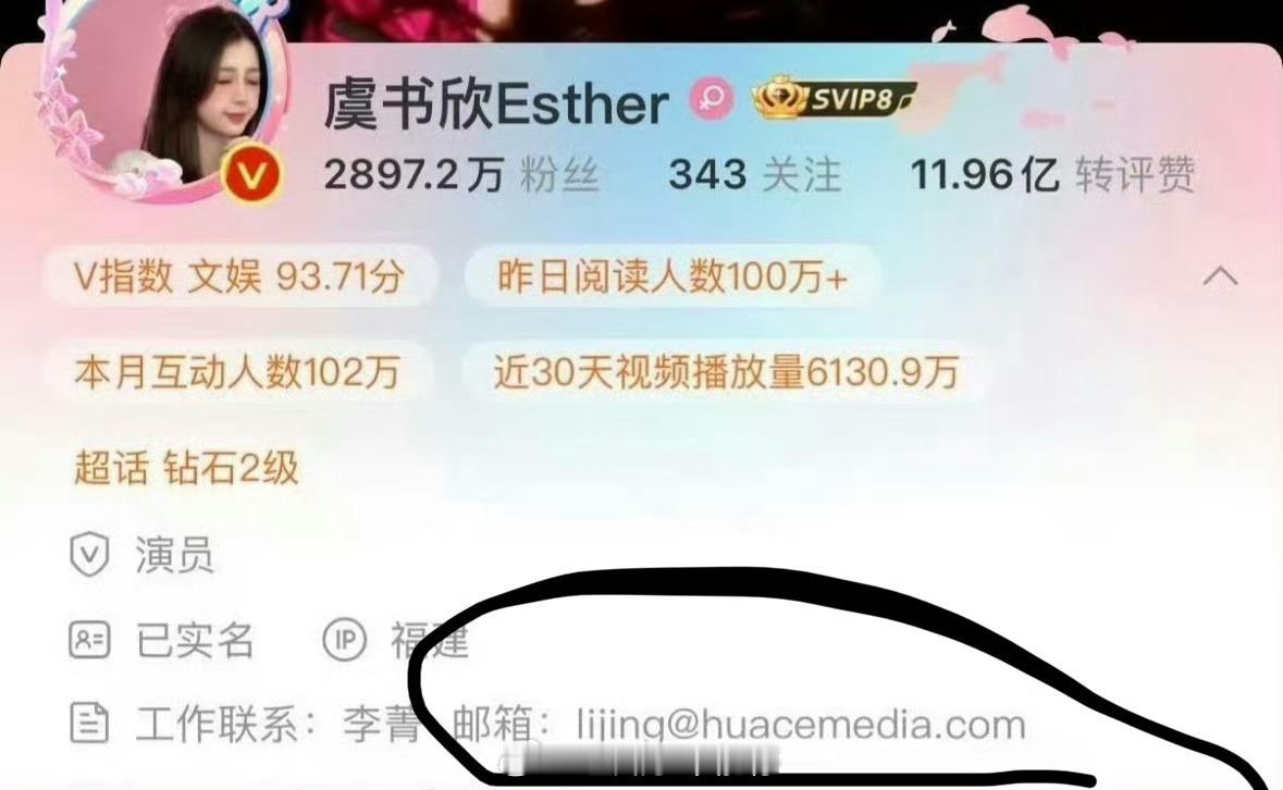 虞书欣联系方式修改，真离开华策了 ​​​