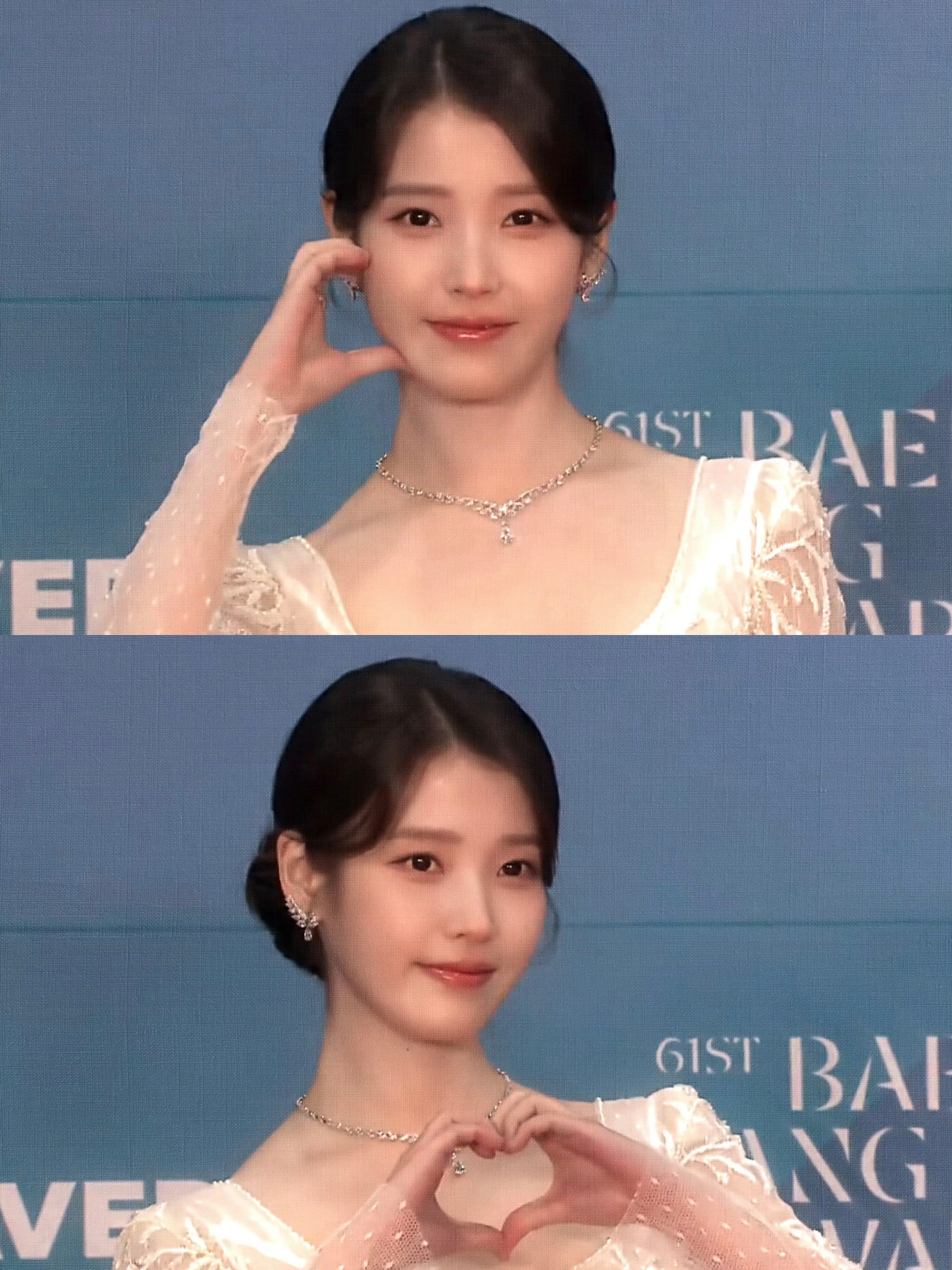 IU白裙盘发 白裙温柔端庄的IU好美😍 4年了 该给我们IU一个最佳女主啦吧！