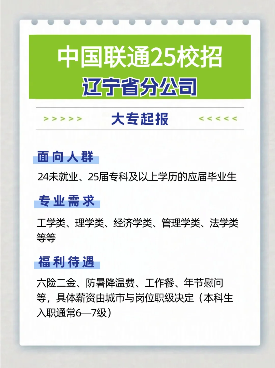 大专起报！中国联通公司25校招开启‼️