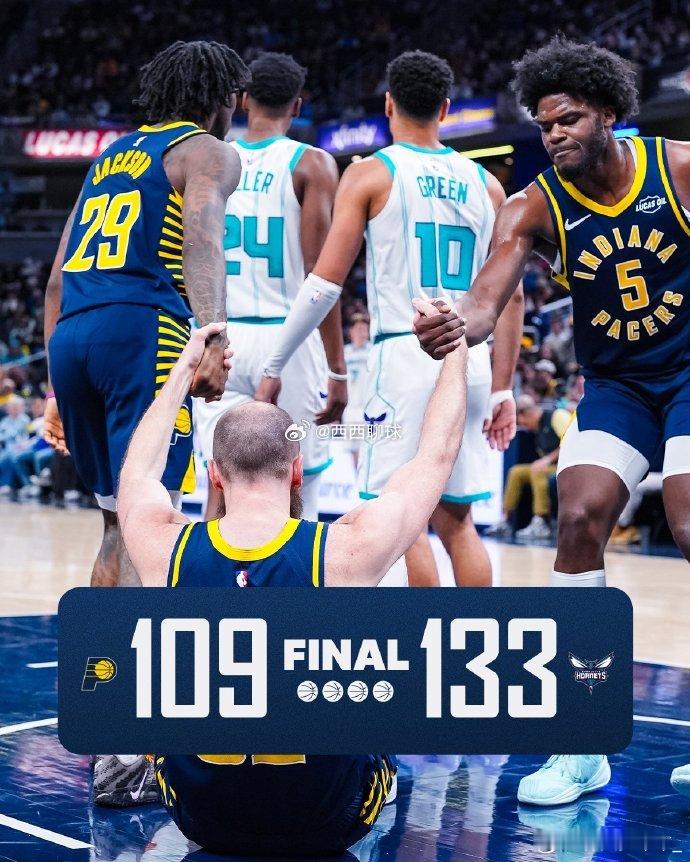 黄蜂133-109大胜步行者豪取3连胜，近15场12胜3负与骑士、马刺并列同期联