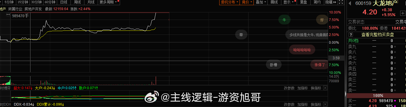 真的是秒板#大龙地产 sh600159[股票]# ​​​
