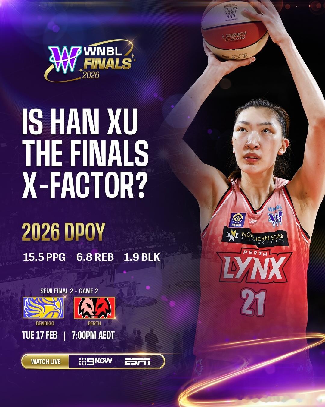 02月17日 WNBL（澳大利亚女子篮球联赛）季后赛半决赛G2，珀斯山猫在客场以