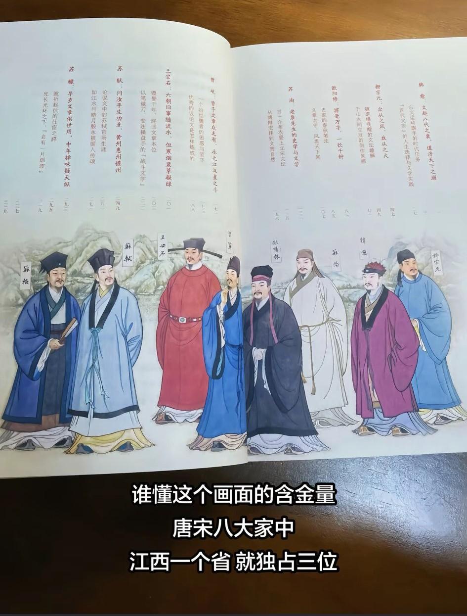 江西文脉，真是天下无双。
   江西的欧阳修、曾巩、王安石位列唐宋八大家，[心]