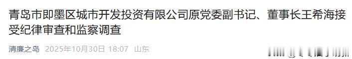 即墨城投董事长被查，土地账本藏猫腻，谁在替城市买单？

王希海是青岛即墨区城投公