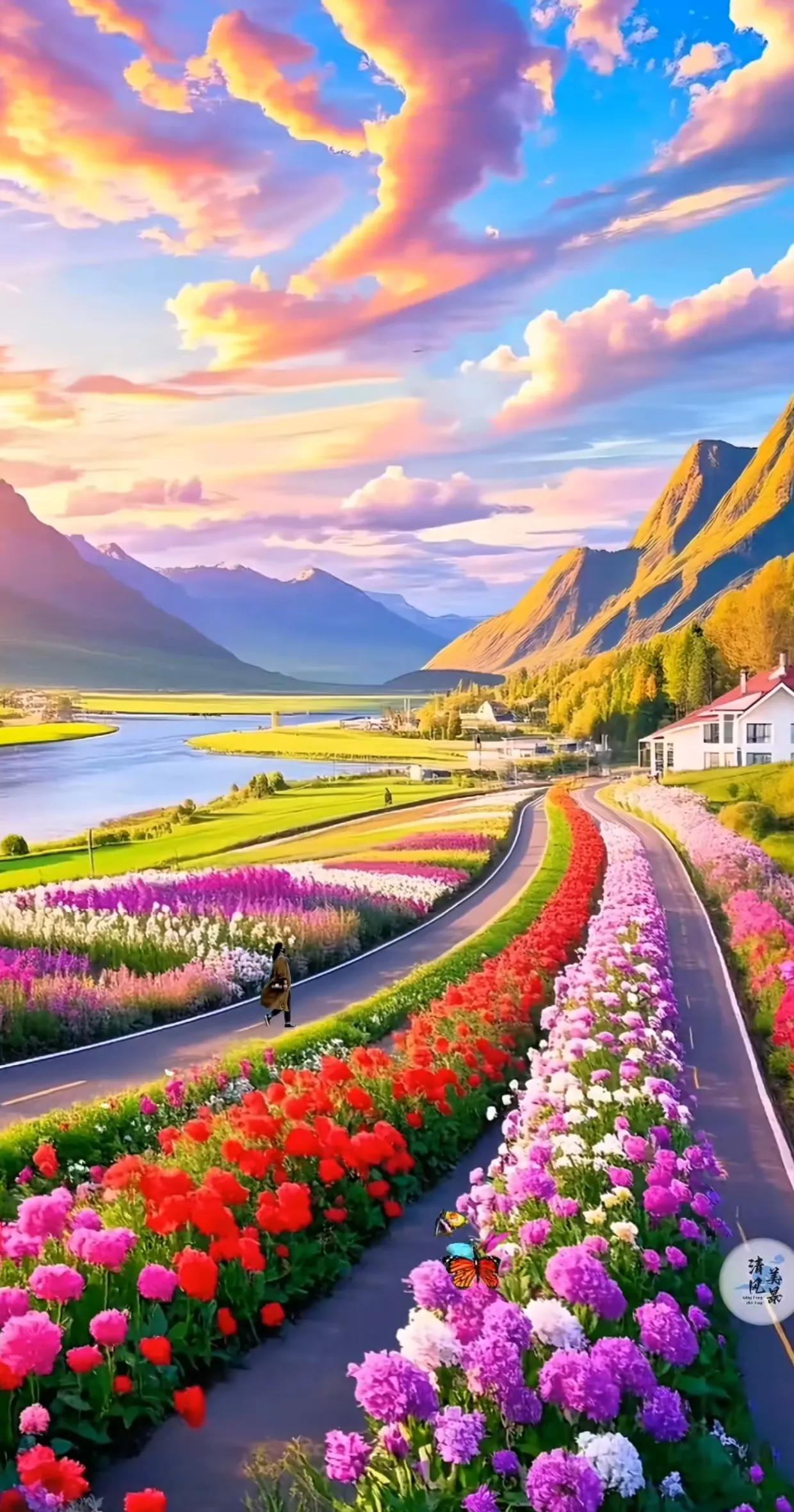 今天来到绝美的春日公园，欣赏五彩斑斓的晚霞映照下的美景，瞬间心旷神怡！公园风光 