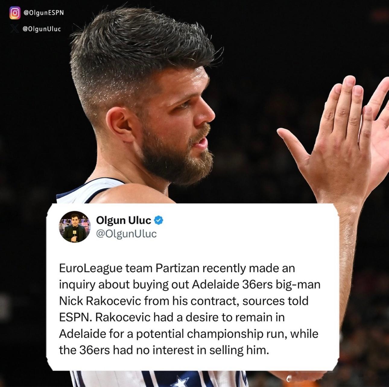 游击队想要买断拉克塞维奇合同，但是他本人不愿意，因为目前形势来讲，阿德莱德36人