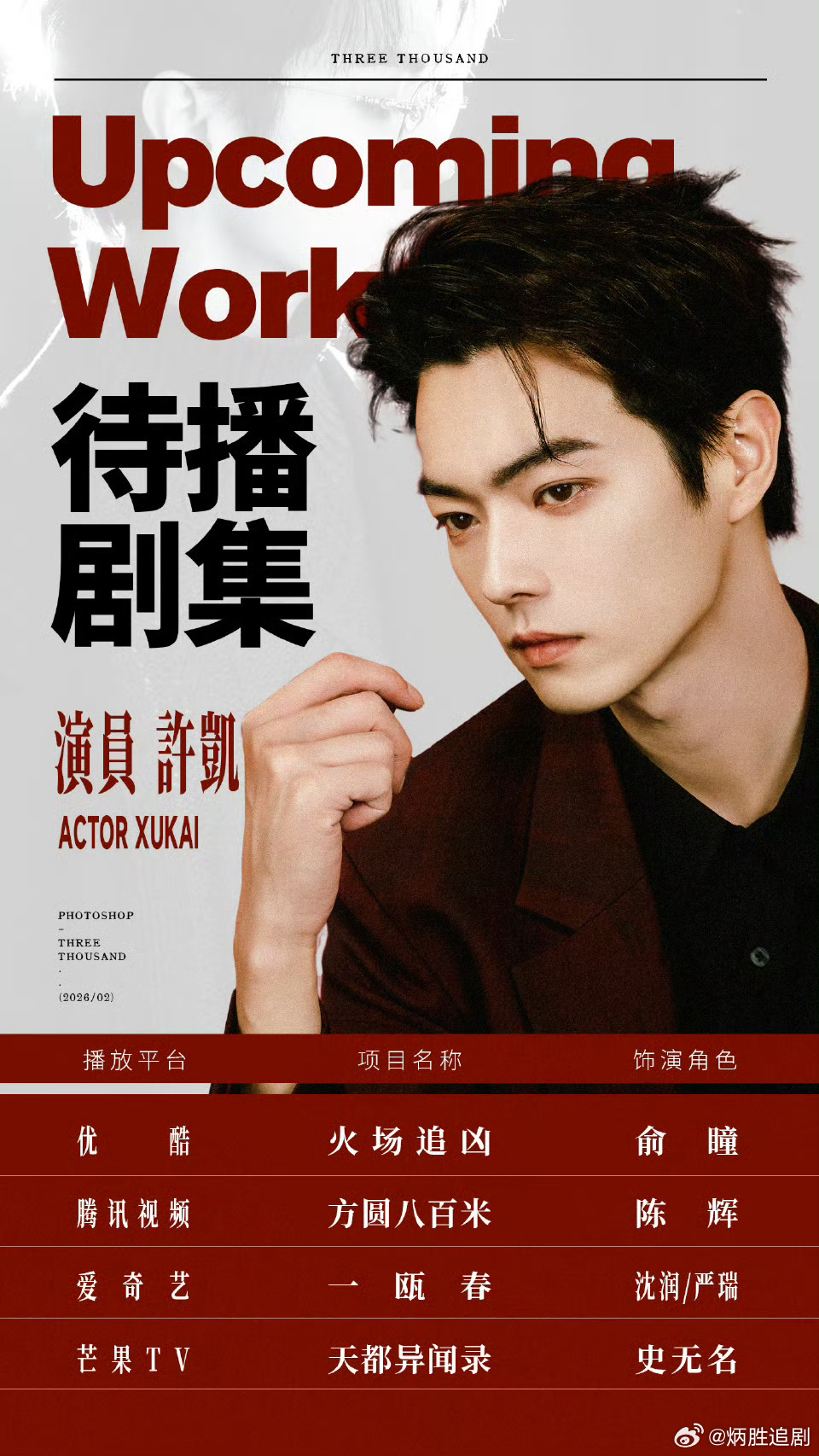 炳胜祝福许凯0305生日快乐，祝愿新的一年顺顺利利，平安快乐，期待演员许凯今年的