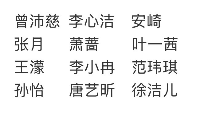 浪姐成团名单，成团位这么平均的嘛12个乘风席位，一个队里3位姐姐