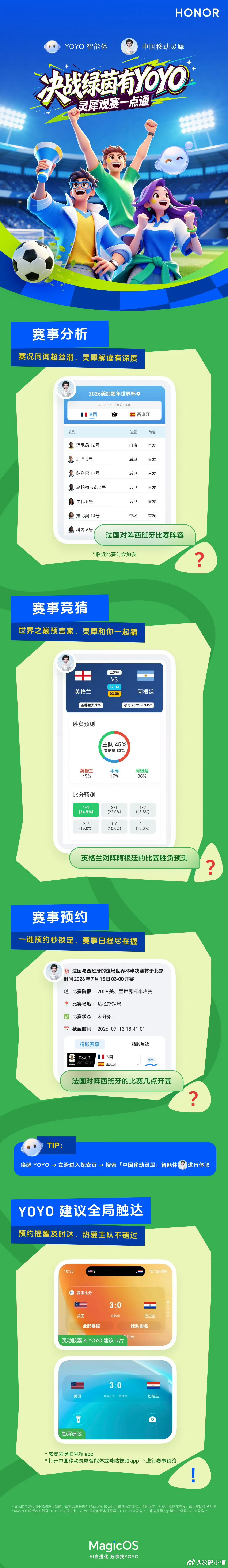 看球赛必备的观赛助手YOYO智能体上线啦！搭配移动灵犀智能助理，既能获取专业赛事