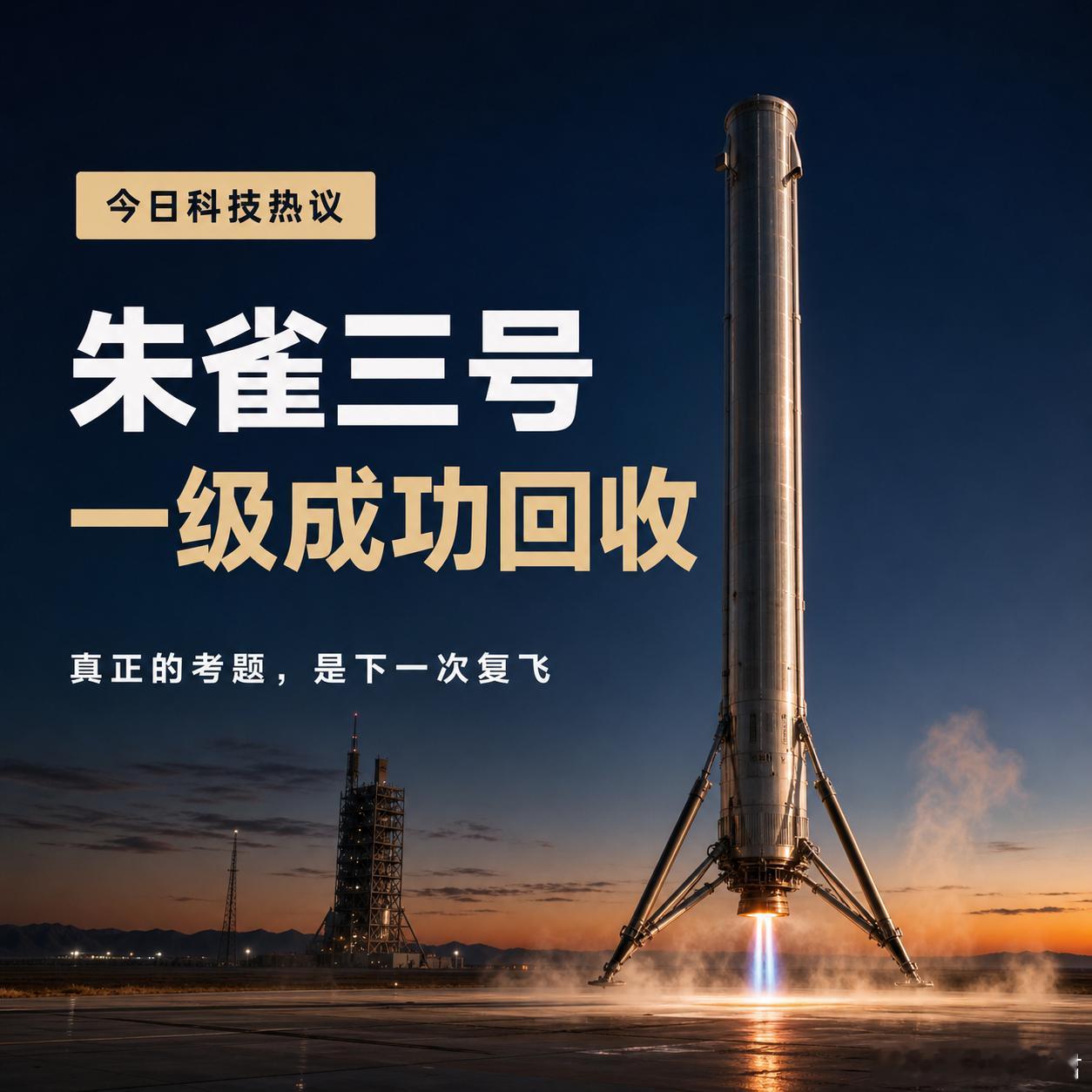 中国重复使用火箭陆地回收成功朱雀三号这次落稳，补上的是轨道级火箭“发射入轨后把一