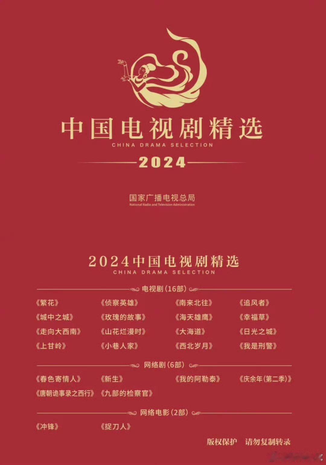 总局发布2024年电视剧精选，三大奖的风向标[doge] 