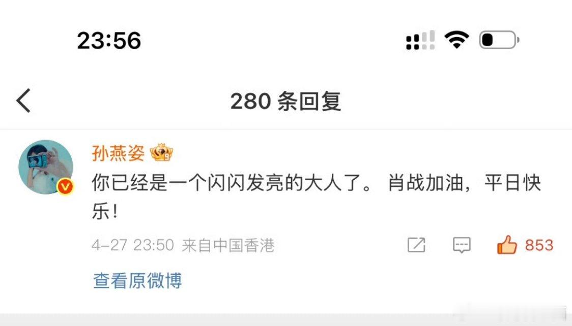 孙燕姿说肖战已经是闪闪发亮的大人了孙燕姿回复肖战了 平日快乐 ​​​
