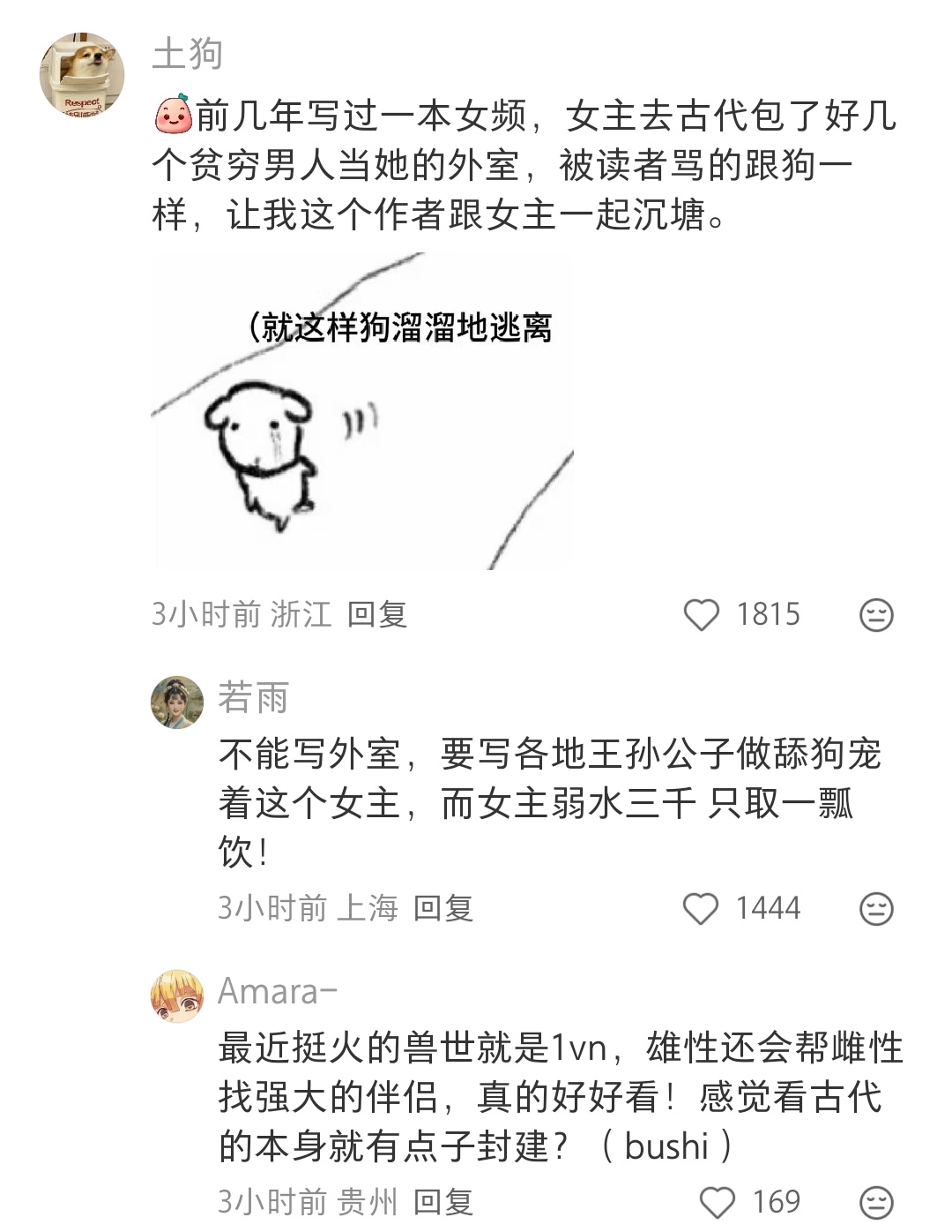 是的，这个确实是因为女频里面1v1的读者受众更多，甚至快穿都必须是同一个人切片换