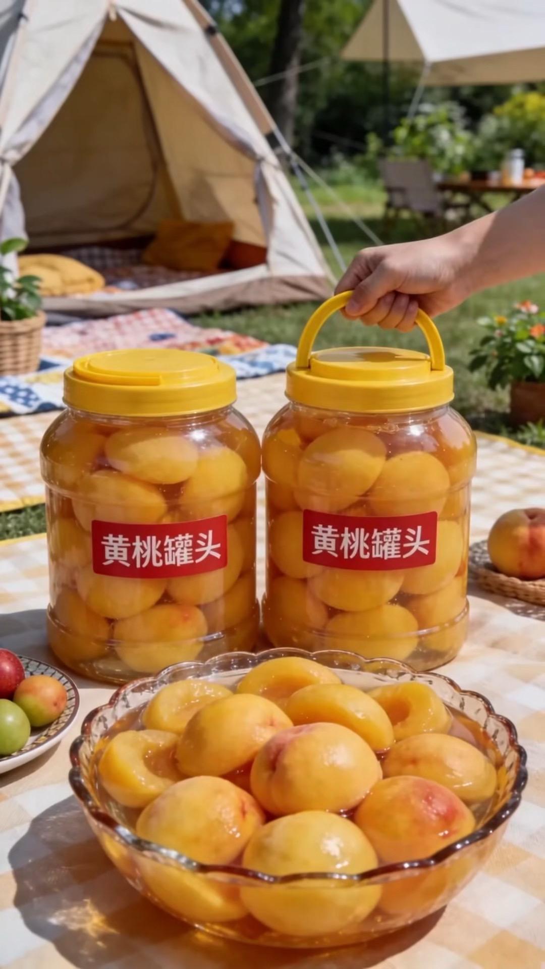 大块黄桃饱满多汁，清甜不腻，果肉厚实脆嫩，开盖即食，解馋又解腻，露营...