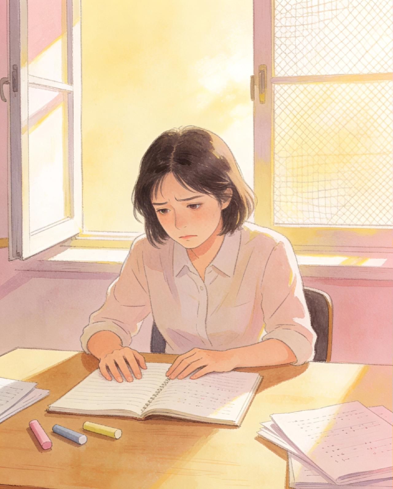 上完一节课，
口干舌燥，
疲惫不堪。

本以为总有几个孩子在认真听讲，
可低头望