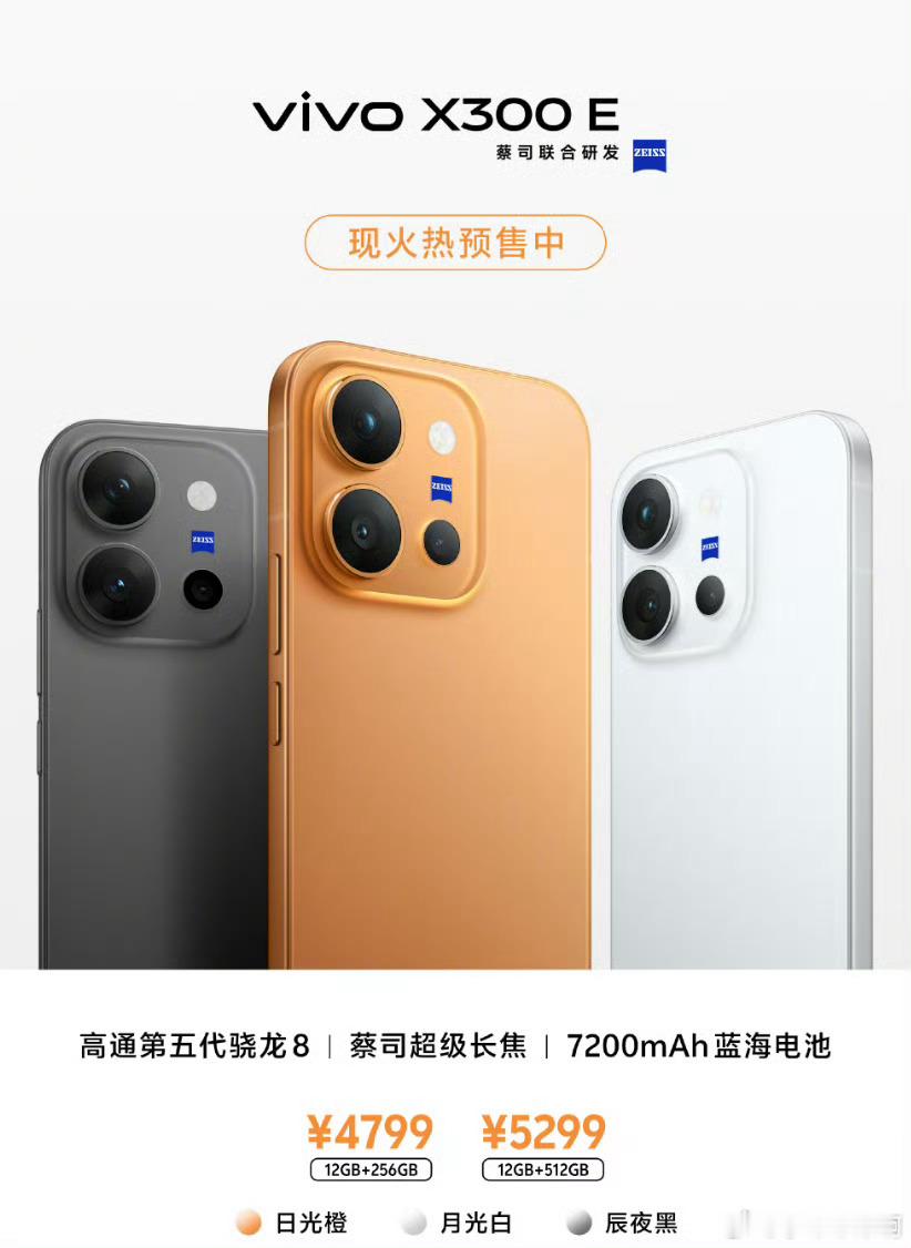 vivo X300E公布了价格，12+256GB 售价 4799 元，12+51