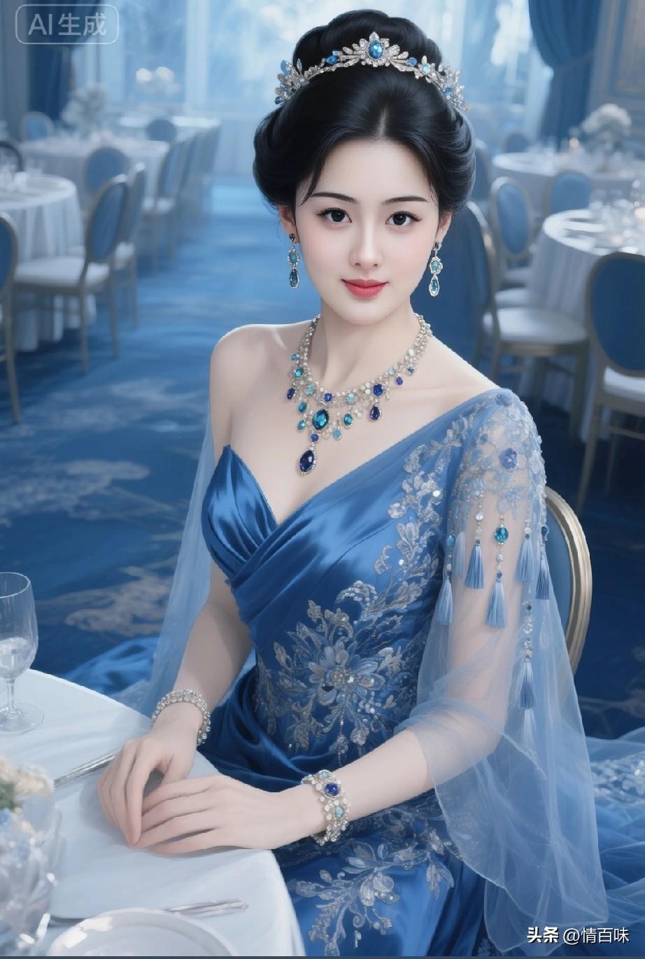 玉人如花，华服映月。东方美女，气质优雅华贵之态 AI随心绘 AI妙生图 AI写真