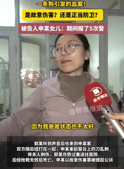 狗伤人后被摔死 主人上门理论被刺死，现在，刺死狗主人的申某以故意伤害罪被提起公诉