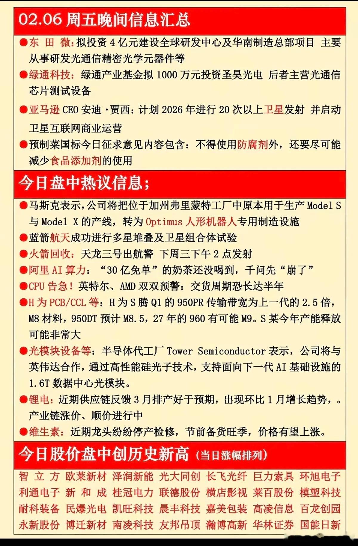 2.6周五晚间  财经信息汇总！预制菜标准阿里ai算力商业航天CPU告急光模块，