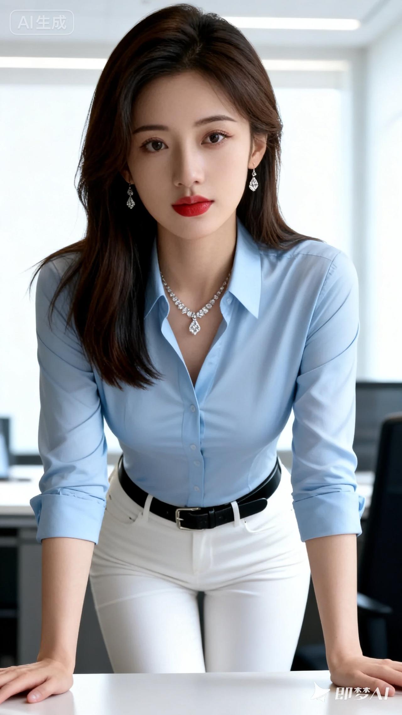 职场干练风，蓝白配，优雅气质！