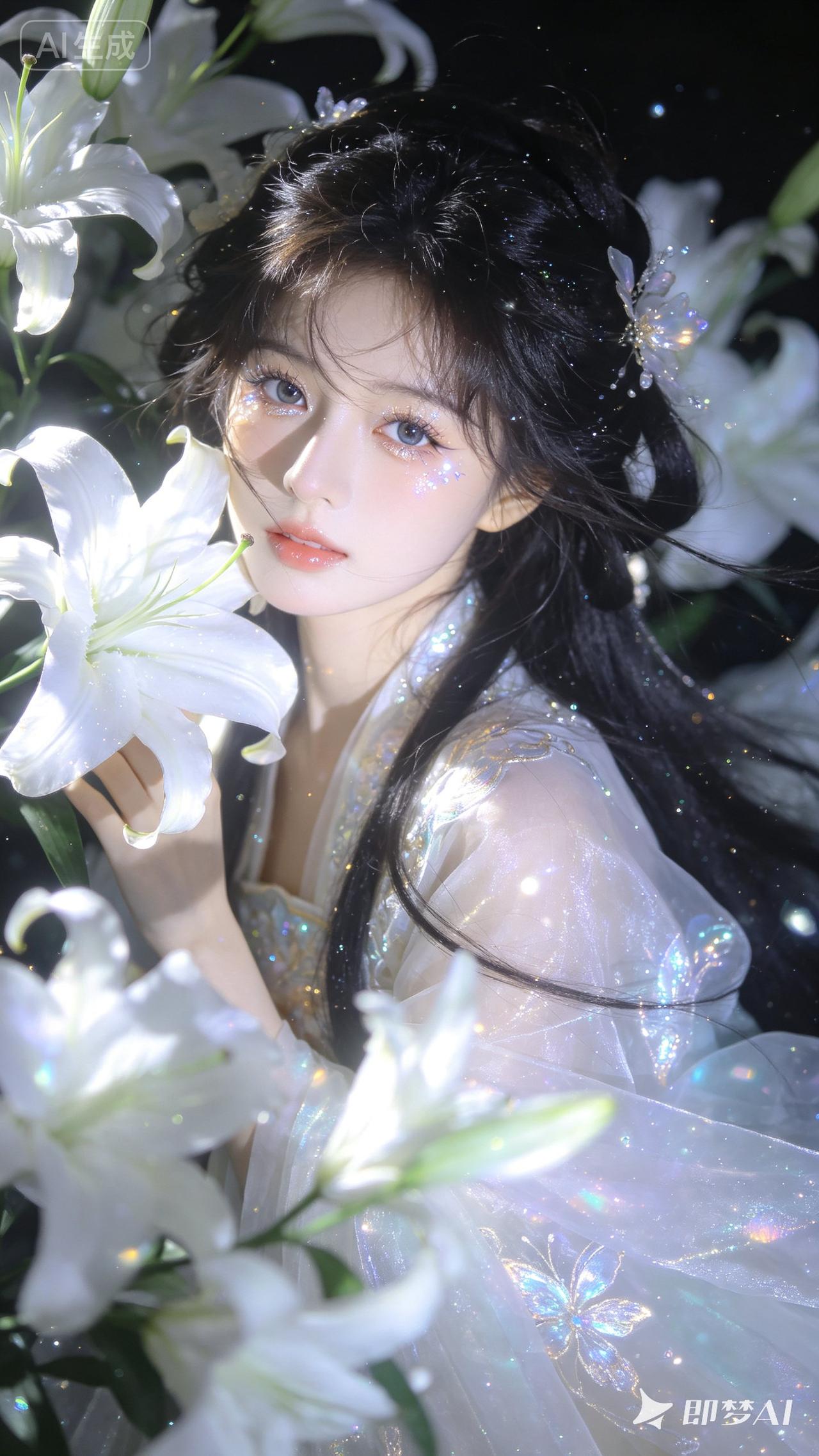梦幻仙境中的少女与白百合🌸✨