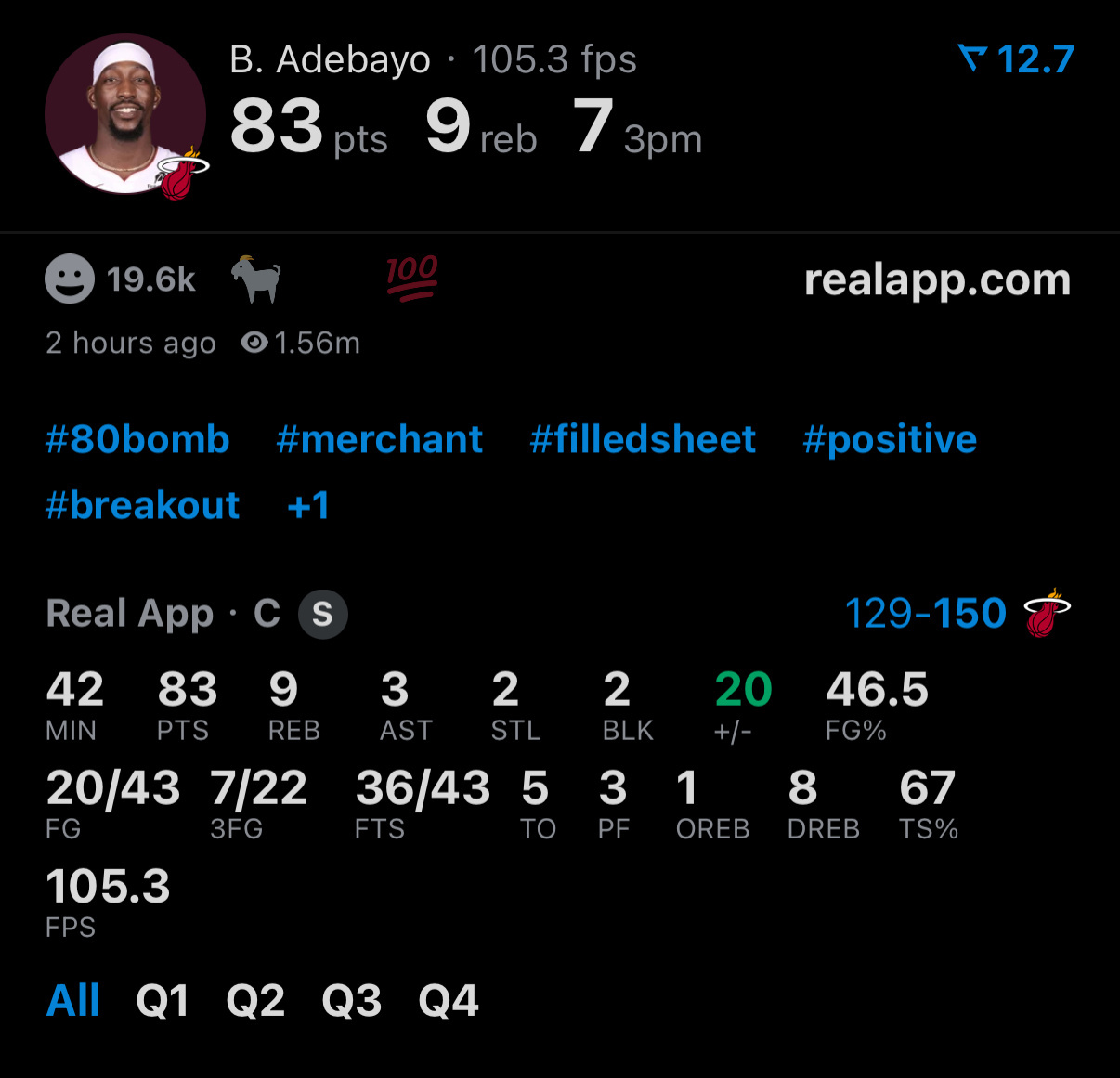 单场43出手和43罚球，这个数据，也是炸裂