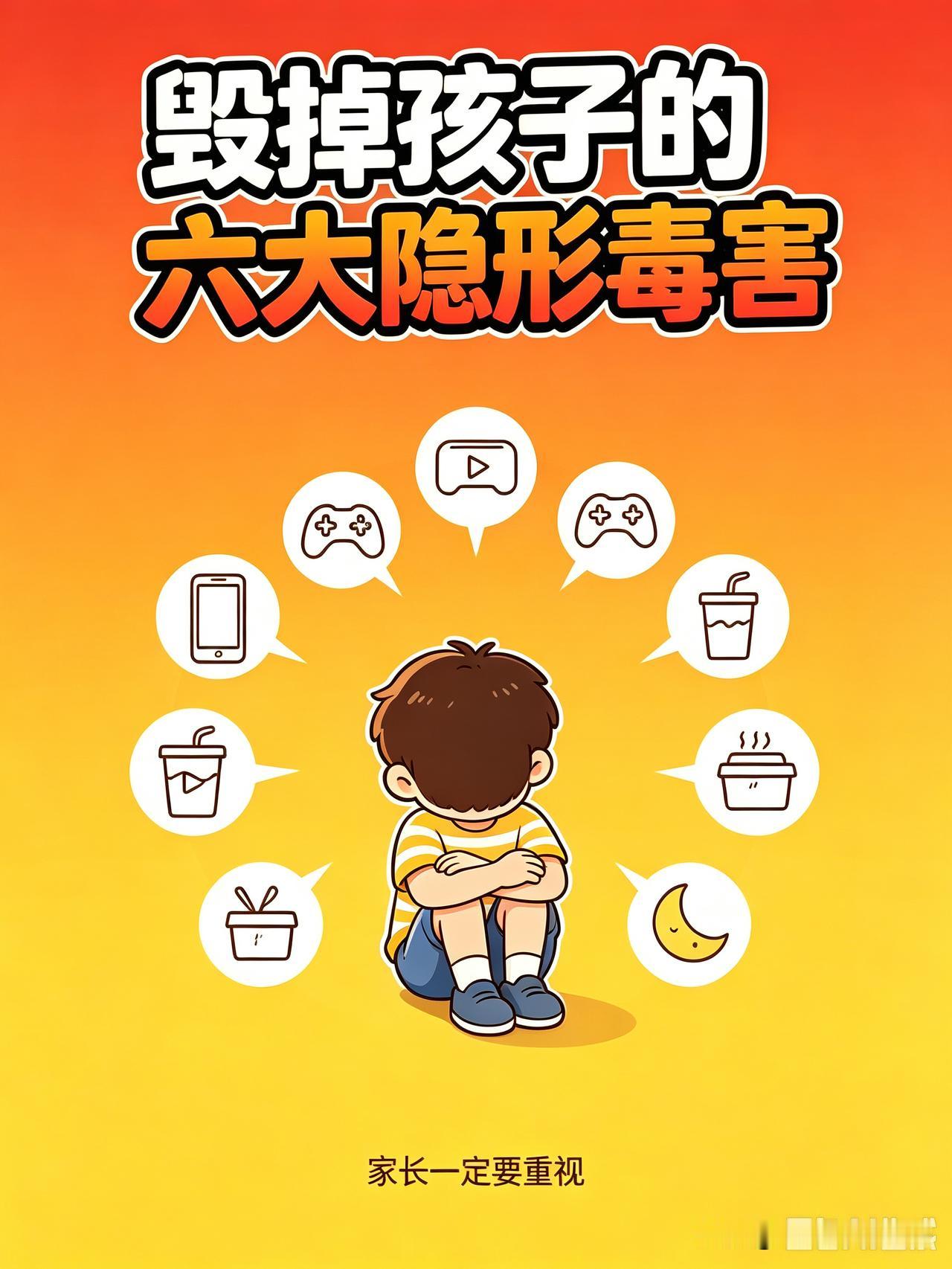 毁掉现在孩子的六大隐形毒害。现在的孩子，条件越来越好，但是身体、心态、专注力、自
