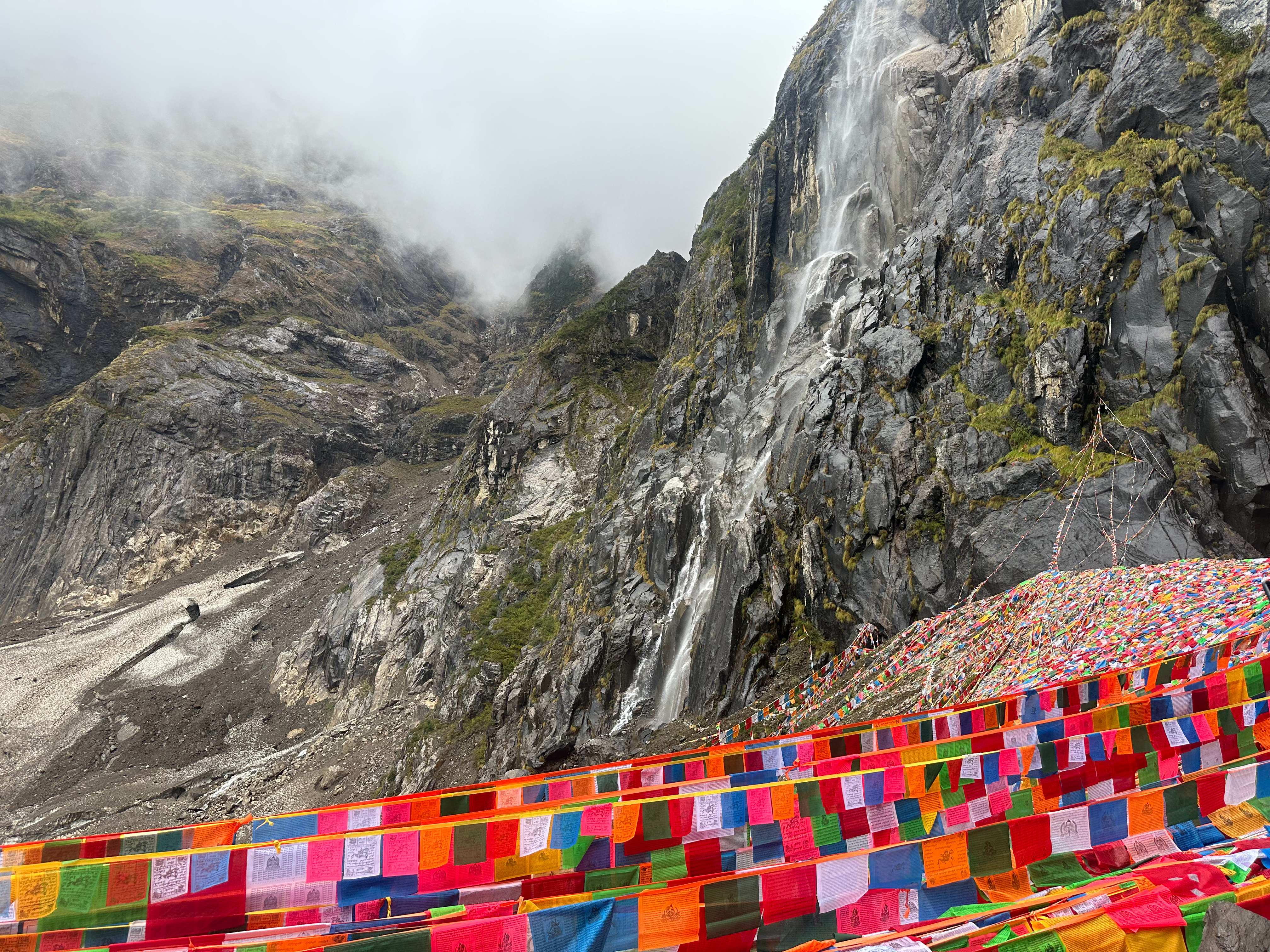 看见藏族人将额头轻轻触在石壁上，一遍一遍叩首，脚下的尘土都被岁月磨成光。我突然明