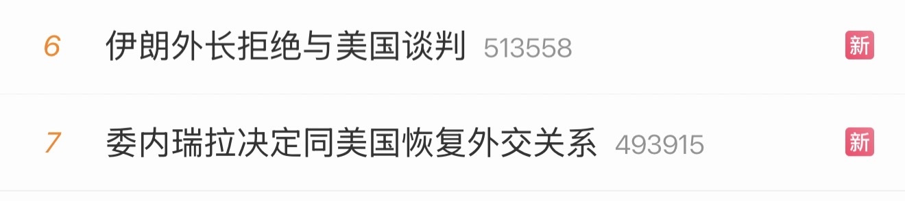 委内瑞拉决定同美国恢复外交关系伊朗外长拒绝与美国谈判这俩热搜连起来看，一个总统被